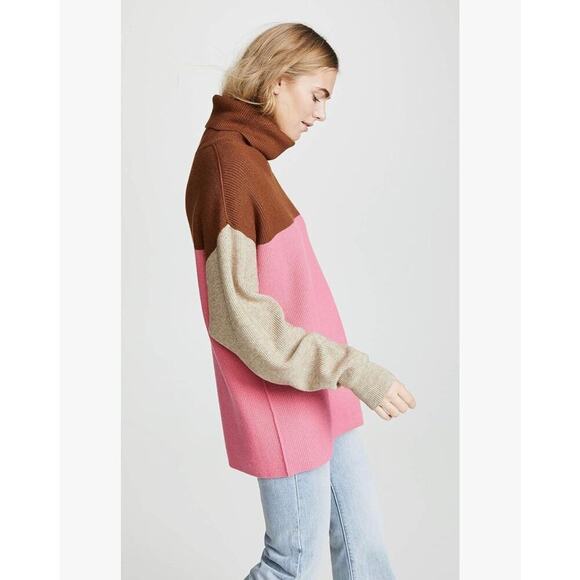 Free People Softly Structured Colorblock Oversized Turtleneck Sweater Medium - Picture 5 of 11